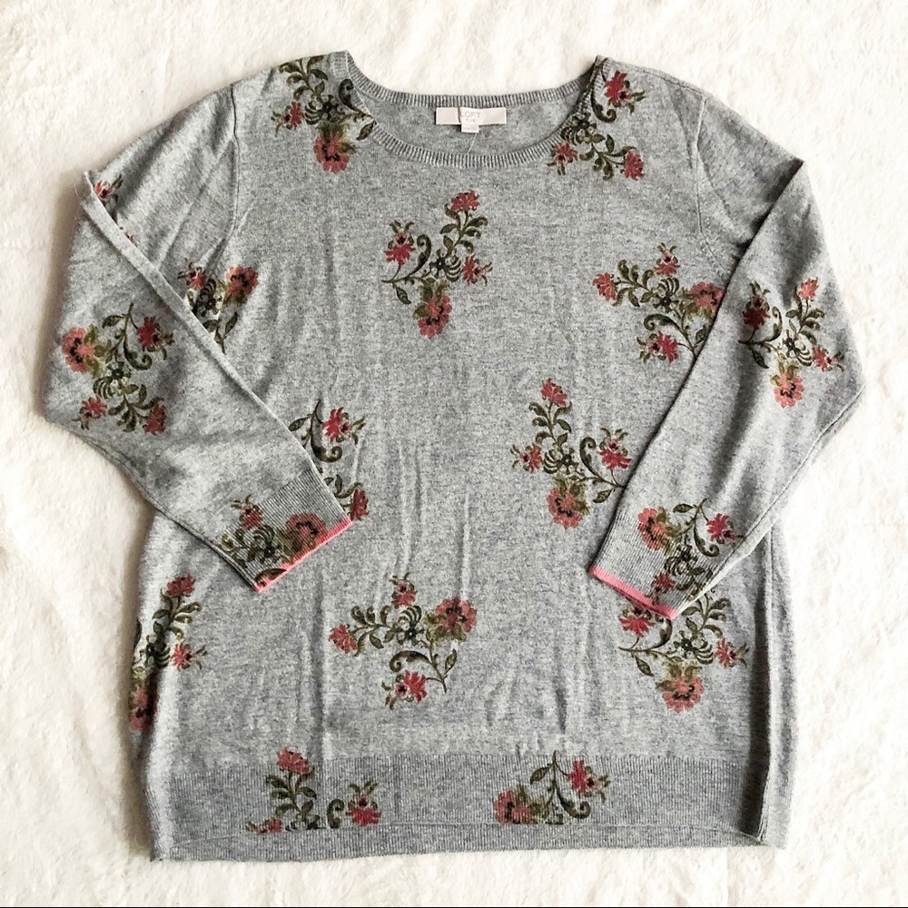 LOFT | Plus Wool Blend Blooming Vine Sweater *NWT* - Picture 2 of 10
